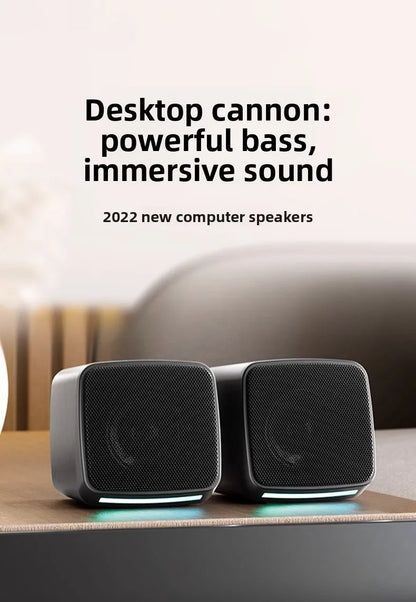 Computer Speakers, Mini Speaker with Cool Lights and Stereo Sound 6W USB Powered 3.5 mm AUX-in Portable Speaker for Computer