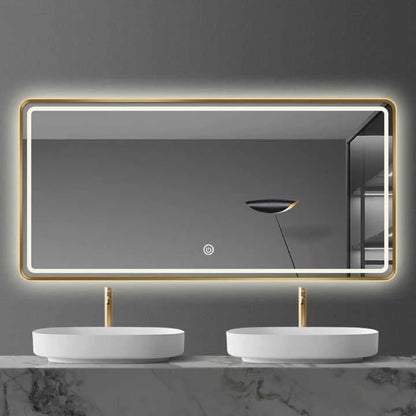Custom Design Rectangle Stainless Steel Framed Touch Control Screen LED Intelligent Shower Mirror Smart Mirrors for Bathroom