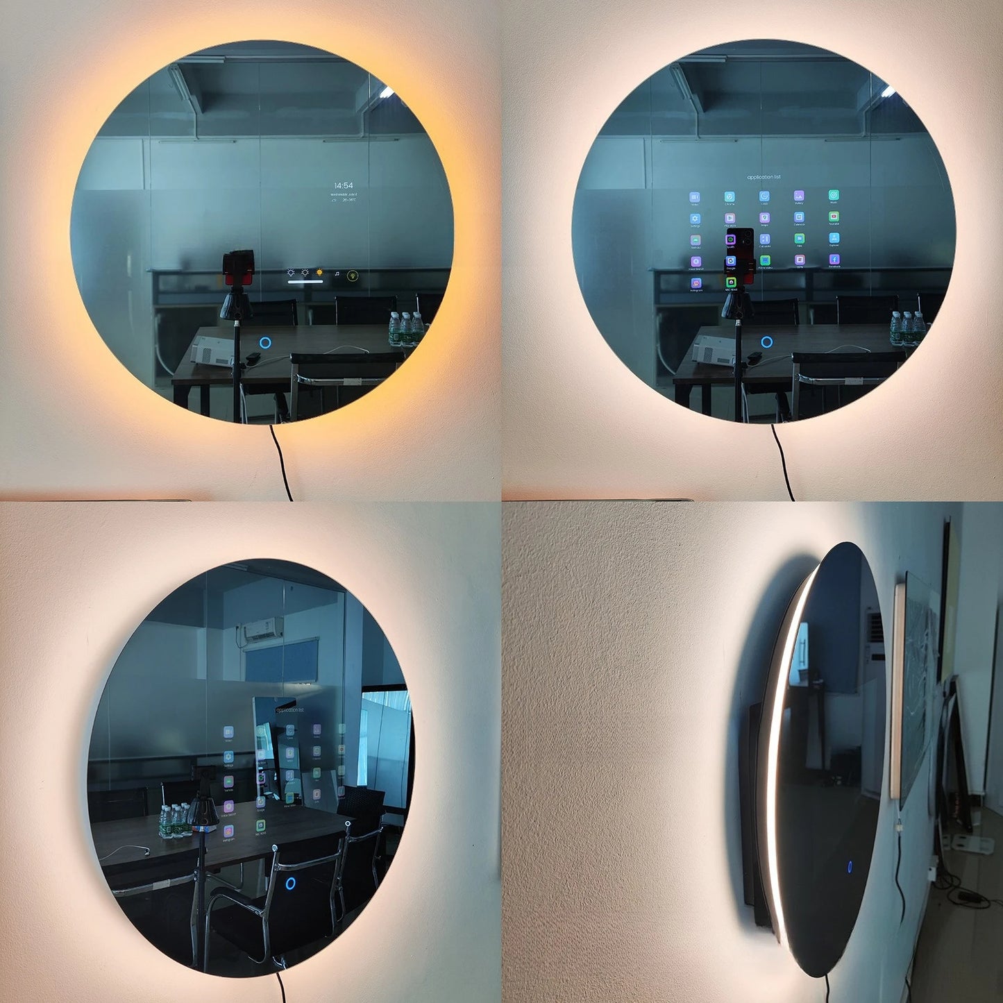 Customized Bedroom Round Intelligent Makeup Mirror, Bathroom Mirror, Android Magic Mirror, Waterproof Strap, 15.6-inch