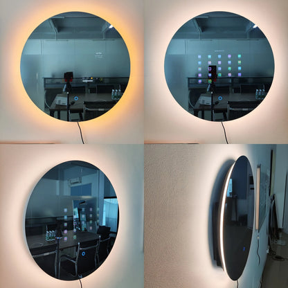 Customized Bedroom Round Intelligent Makeup Mirror, Bathroom Mirror, Android Magic Mirror, Waterproof Strap, 15.6-inch