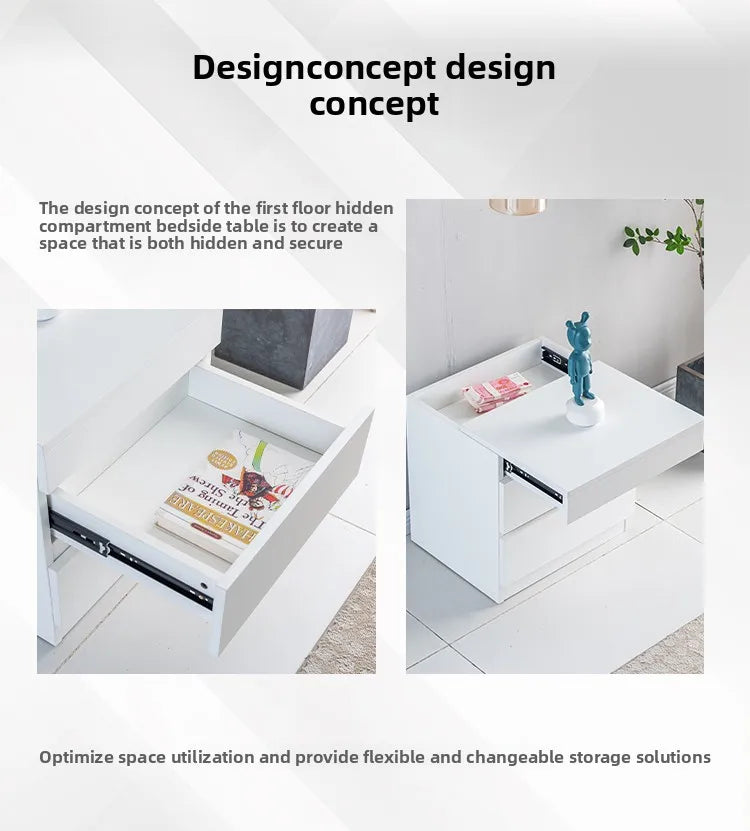 intelligent hidden compartment bedside table invisible anti-theft bedroom design storage cabinet Corner comfortable furniture