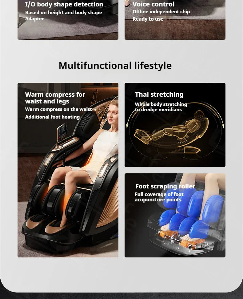 4D SL-Track Massage Chair Zero Gravity Full Body w/AI Voice 3D Luxury Electric Home Office Massage Sofa 3Y Warranty