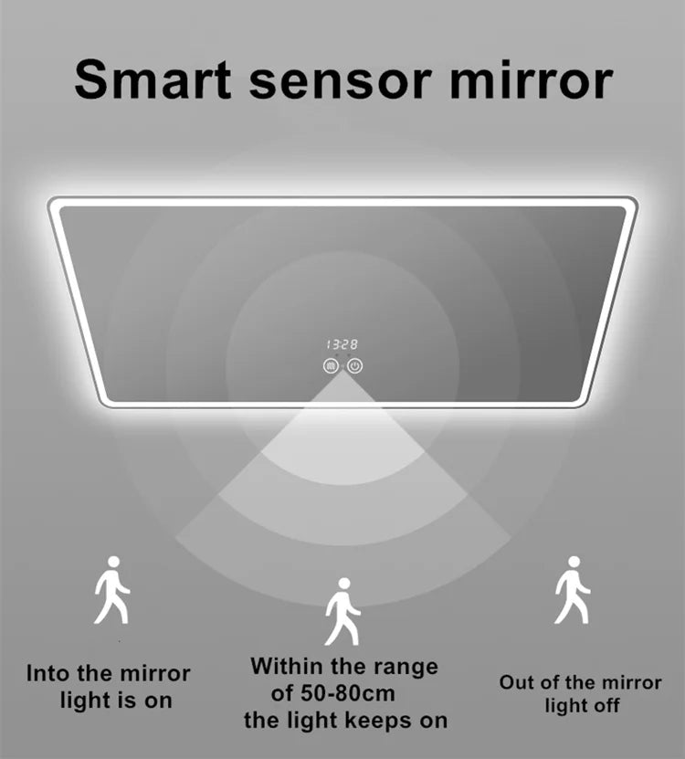 Wall Hung Frameless Touch Screen Led Bath Smart Mirror for Bathroom