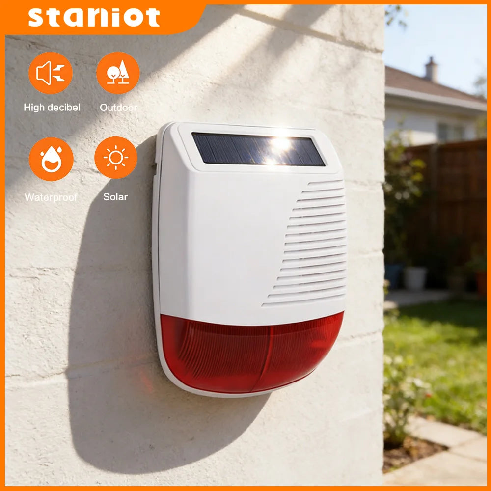 Staniot High Decibel Siren Outdoor 433Mhz Wireless Solar Siren Waterproof House Security Alarm System 1000mAh Smart Home Devices