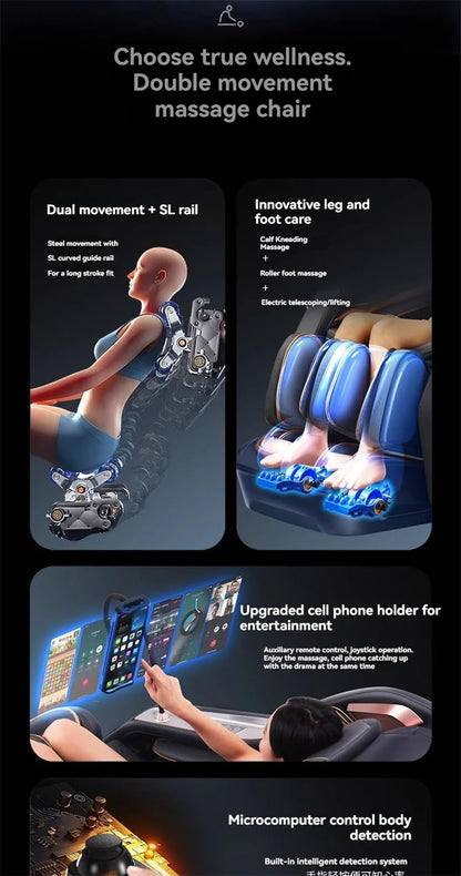 4D+4D Electric Massage Chairs Full Body Recliner Zero Gravity Auto Massage Chair Sl-Track 2025 Full Body Relaxation Massage Sofa