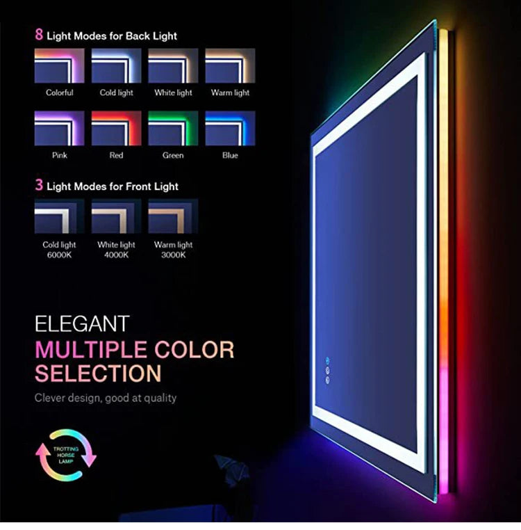 RGB LED bathroom mirror