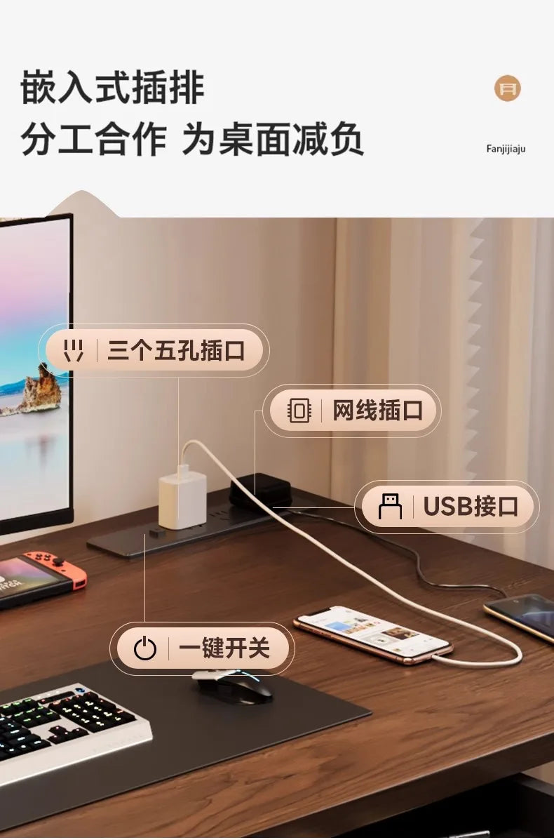 Solid Wood Electric Standing Desk with Drawers Smart Height Adjustable Gaming Computer Workstation for Home Study Office