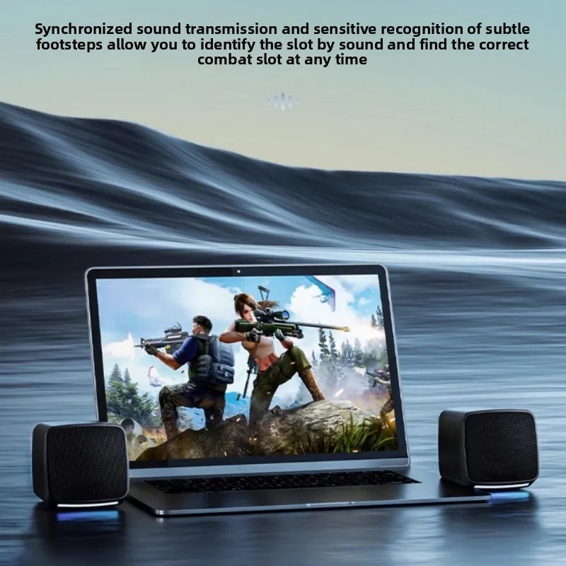 Computer Speakers, Mini Speaker with Cool Lights and Stereo Sound 6W USB Powered 3.5 mm AUX-in Portable Speaker for Computer