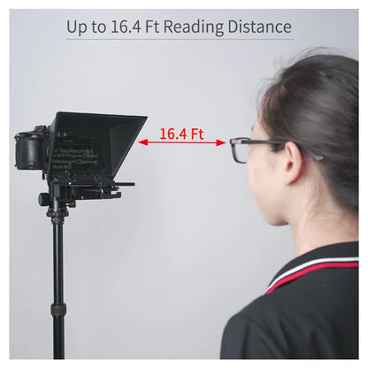 FEELWORLD TP2A 8 inch Mini Teleprompter Portable Supports Under Smartphone Tablet Prompting DSLR Camera Bluetooth