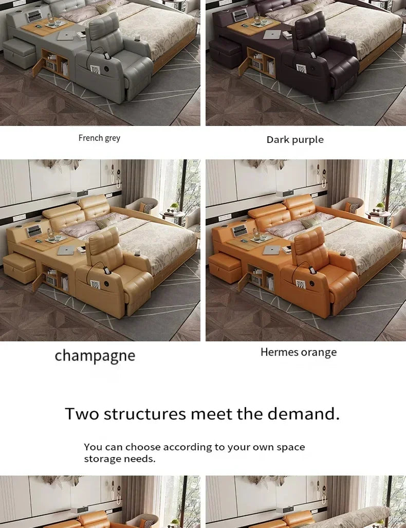 Simple Tatami Bed Massage Electric Multifunctional Headboards Double Bed Queen Size Frame Camas Moderrnas Inteligentes Furniture