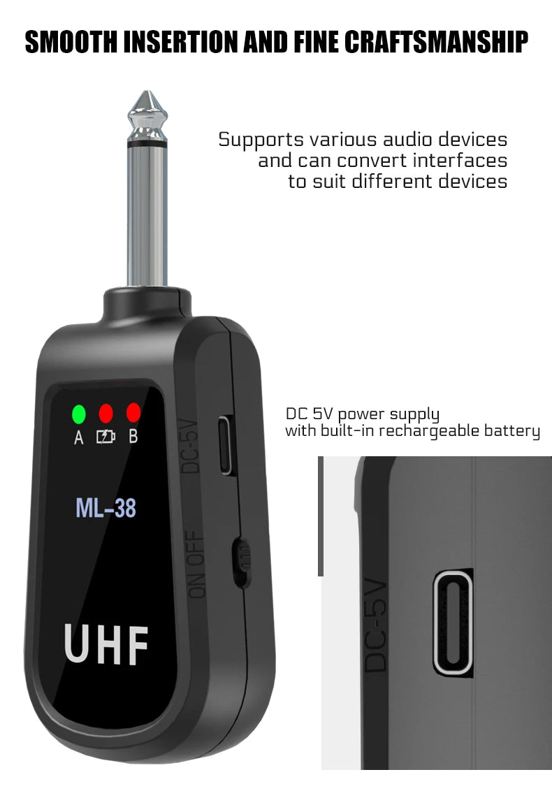 Dual Wireless Microphone System Headset Mic/Stand Mic/Lavalier Lapel Mic with Rechargeable Bodypack Transmitter & Receiver