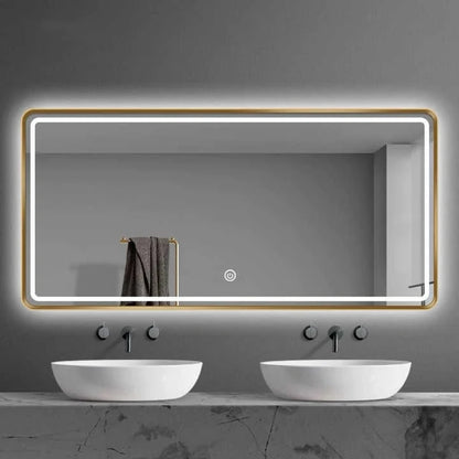 Custom Design Rectangle Stainless Steel Framed Touch Control Screen LED Intelligent Shower Mirror Smart Mirrors for Bathroom