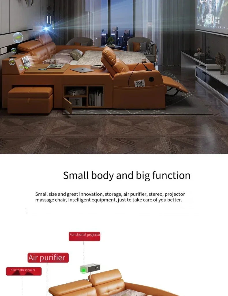 Simple Tatami Bed Massage Electric Multifunctional Headboards Double Bed Queen Size Frame Camas Moderrnas Inteligentes Furniture