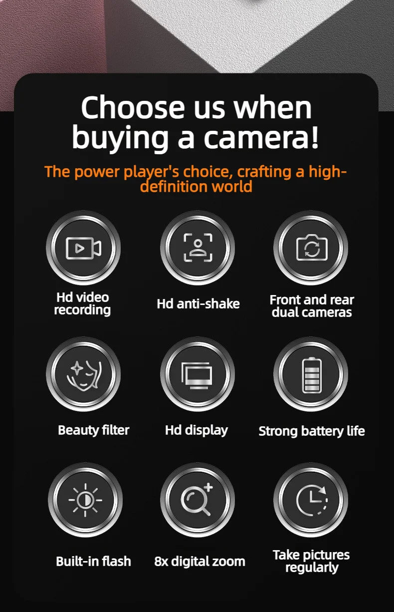 2026 NEW 5K Digital Portable Camera Pixels Auto Focus Entry-level Camera Dual Camera Flash Student CCD