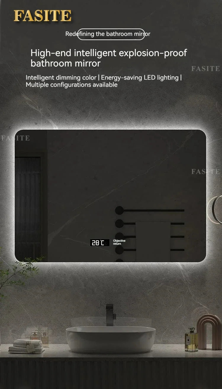 square LED bathroom mirror