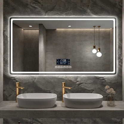 Wall Hung Frameless Touch Screen Led Bath Smart Mirror for Bathroom