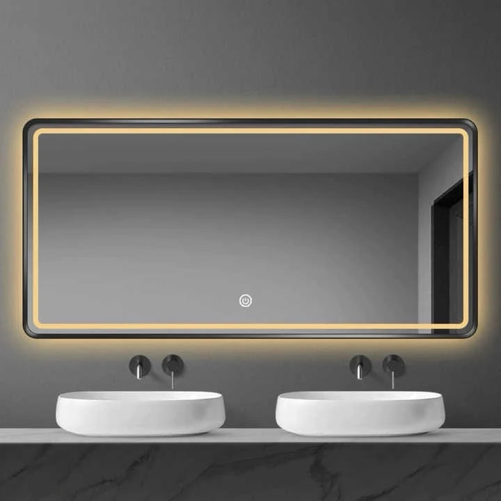 Custom Design Rectangle Stainless Steel Framed Touch Control Screen LED Intelligent Shower Mirror Smart Mirrors for Bathroom