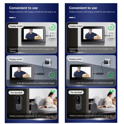 Wireless Intercom Doorbell Night HD Vision 4.3in IPS Screen Waterproof Doorbell Camera Smart Home Security Video By Bell