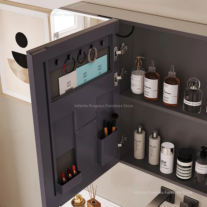 Arc-shaped Smart Bathroom Mirror Cabinet, Wall-mounted Bathroom Mirror Cabinet with Lighting, Smart Bathroom Mirror Cabinet