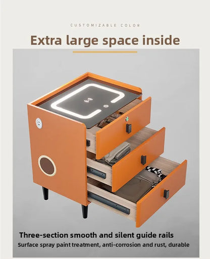 simple smart bedside table modern light luxury bedroom multi-function bedside table wireless charging criado mudo furniture