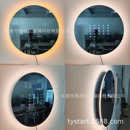Customized Bedroom Round Intelligent Makeup Mirror, Bathroom Mirror, Android Magic Mirror, Waterproof Strap, 15.6-inch