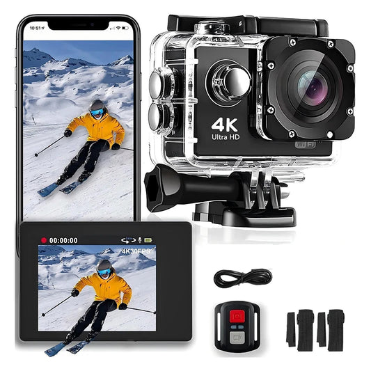 Outdoor WiFi 4K Action Camera Helmet Video Recording 4K/30FPS WiFi 2.0" 170D GPS 4X Zoom Underwater Waterproof Sports Camera