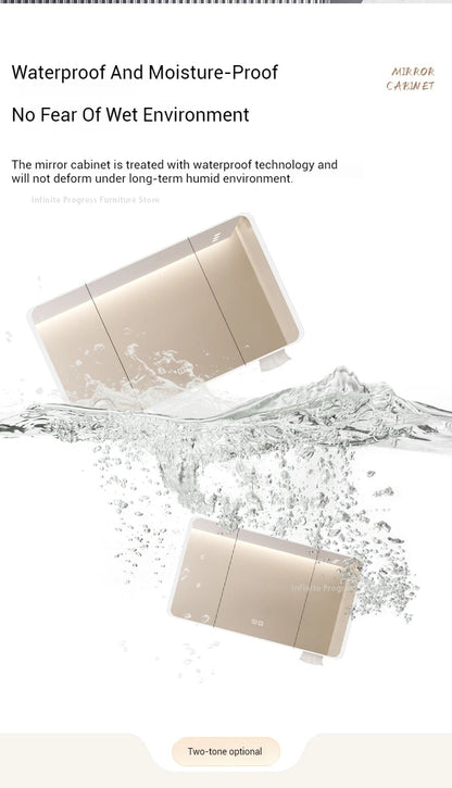 Arc-shaped Smart Bathroom Mirror Cabinet, Wall-mounted Bathroom Mirror Cabinet with Lighting, Smart Bathroom Mirror Cabinet