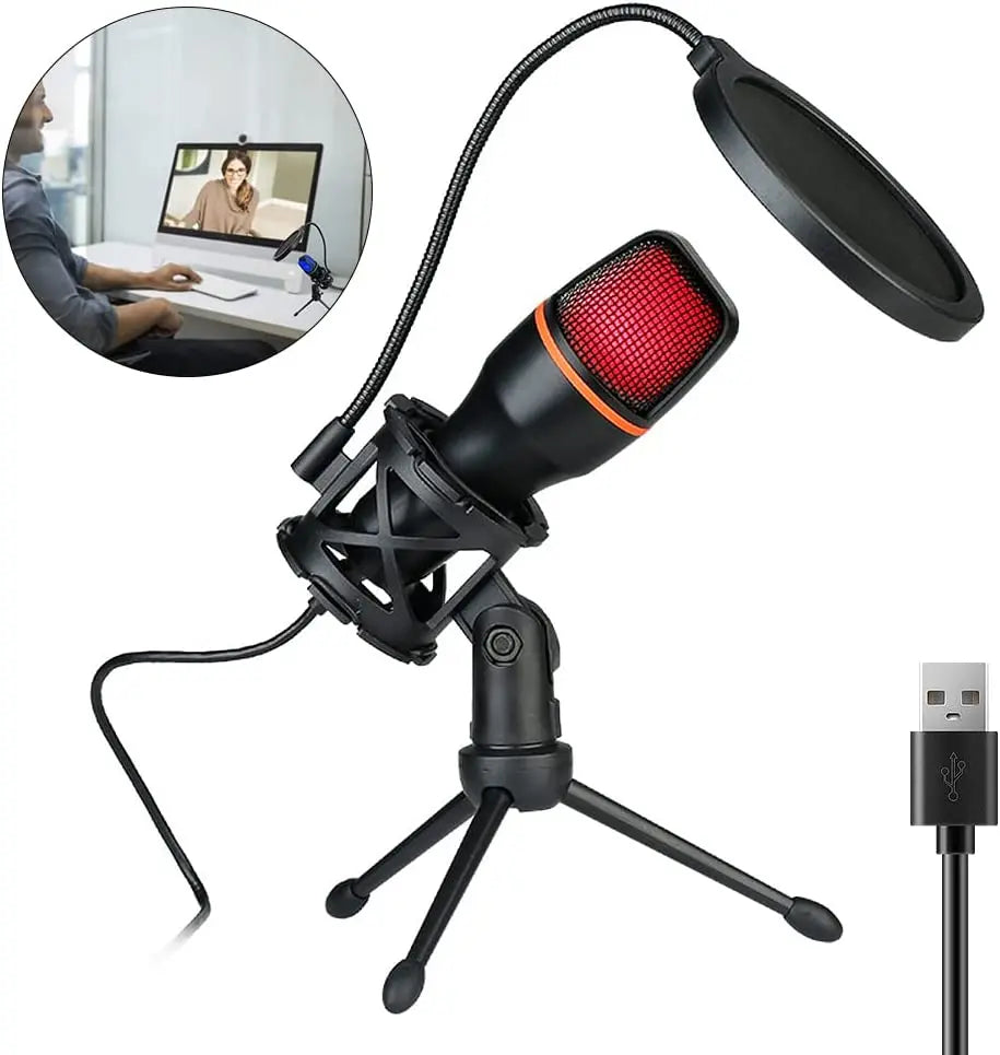 Condenser Microphone USB Wired For PC Computer Laptop Professional Gaming Accessories Streaming Sound Live Podcast RGB Record