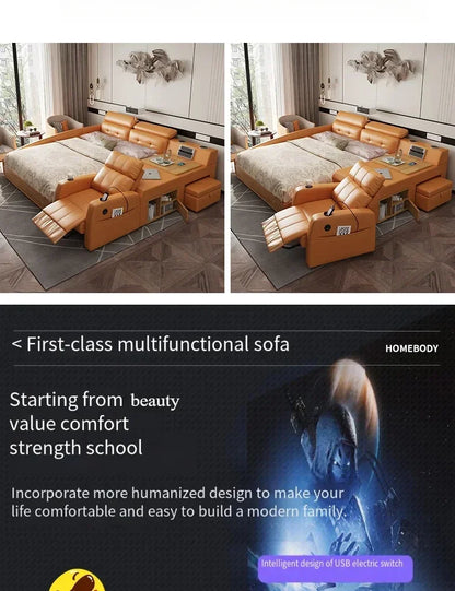 Simple Tatami Bed Massage Electric Multifunctional Headboards Double Bed Queen Size Frame Camas Moderrnas Inteligentes Furniture