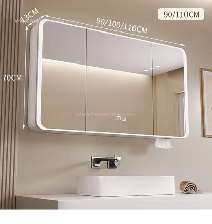 Arc-shaped Smart Bathroom Mirror Cabinet, Wall-mounted Bathroom Mirror Cabinet with Lighting, Smart Bathroom Mirror Cabinet