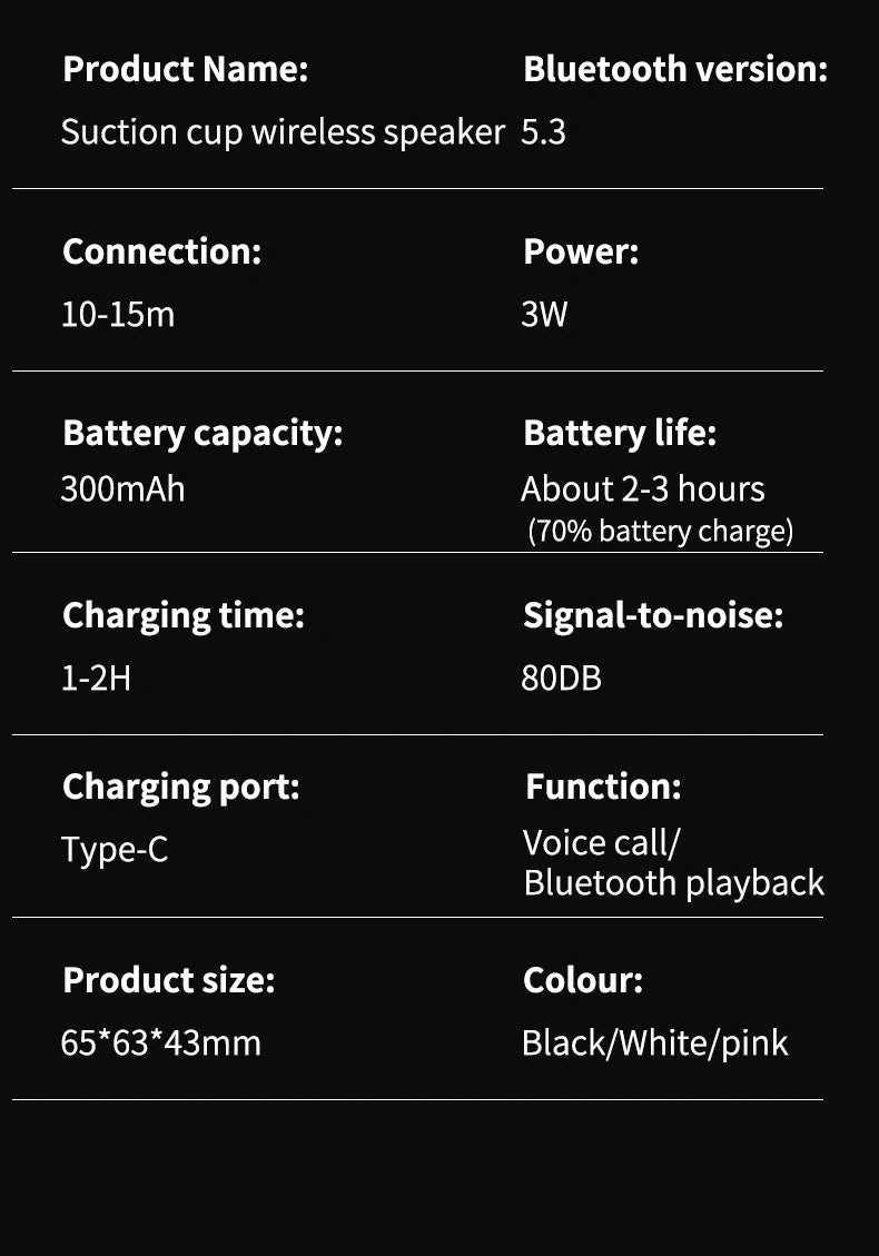 Portable Bluetooth Speaker Mini Audio Suction Cup Phone Stand Surround Sound Subwoofer Smart Home Electronic Devices