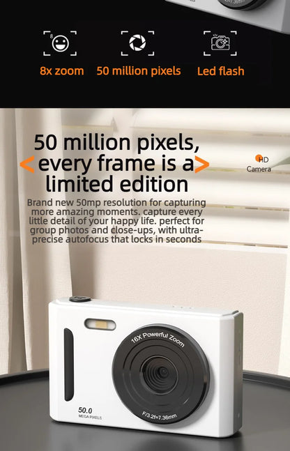 2026 NEW 5K Digital Portable Camera Pixels Auto Focus Entry-level Camera Dual Camera Flash Student CCD