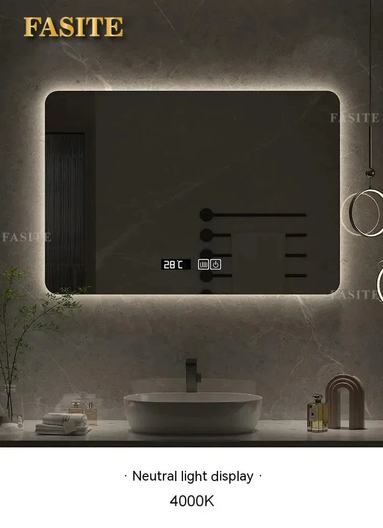 square LED bathroom mirror