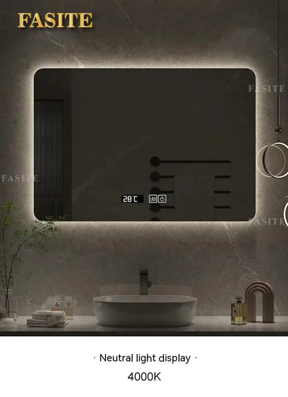 square LED bathroom mirror
