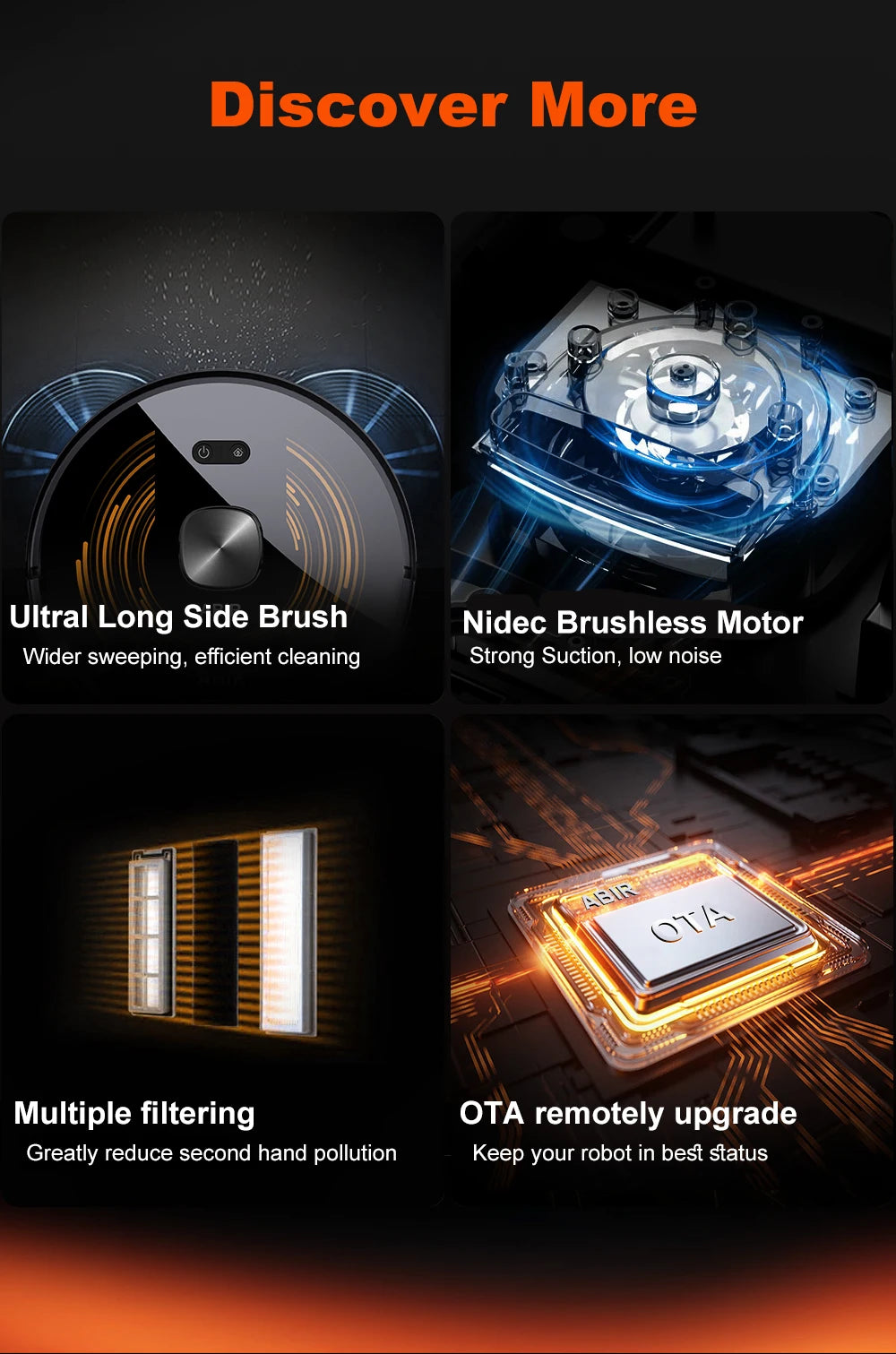 Robot Vacuum Cleaner ABIR X9 ,Laser System,Dual UV Cleaning,Auto Carpet Boost Tech,Multiple Floors Maps,Customized Room Cleaning