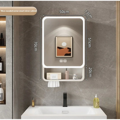 Aluminum Alloy Bathroom Mirror Cabinet Smart Makeup Mirror with Lights  Anti-Fog Wall-Mounted Vanity Cabinet Storage Mirror