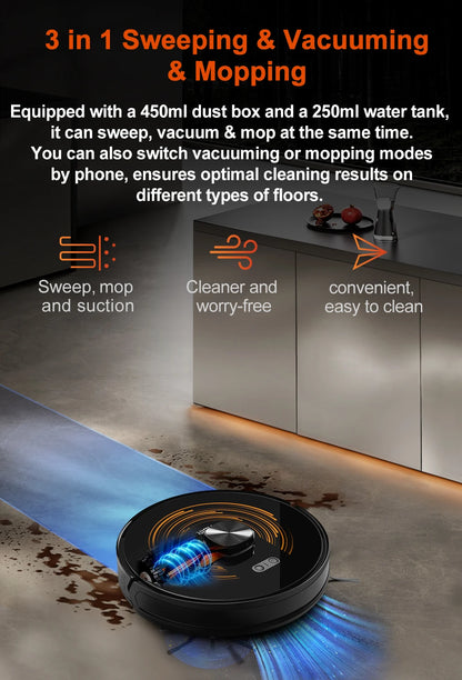 Robot Vacuum Cleaner ABIR X9 ,Laser System,Dual UV Cleaning,Auto Carpet Boost Tech,Multiple Floors Maps,Customized Room Cleaning