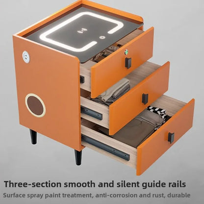 simple smart bedside table modern light luxury bedroom multi-function bedside table wireless charging criado mudo furniture