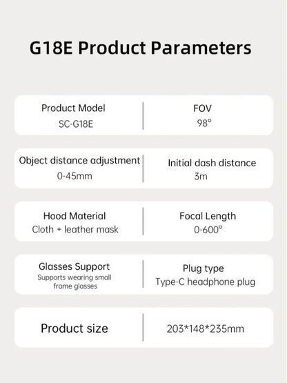 G18E VR headset for smartphone