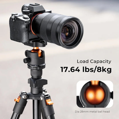 K&F CONCEPT Portable Camera Travel Tripod Flexible Vlog Tripod with 360 Degree Ball Head Quick Release for Canon Nikon Sony DSLR
