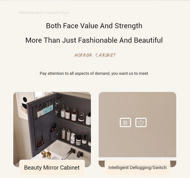 Arc-shaped Smart Bathroom Mirror Cabinet, Wall-mounted Bathroom Mirror Cabinet with Lighting, Smart Bathroom Mirror Cabinet