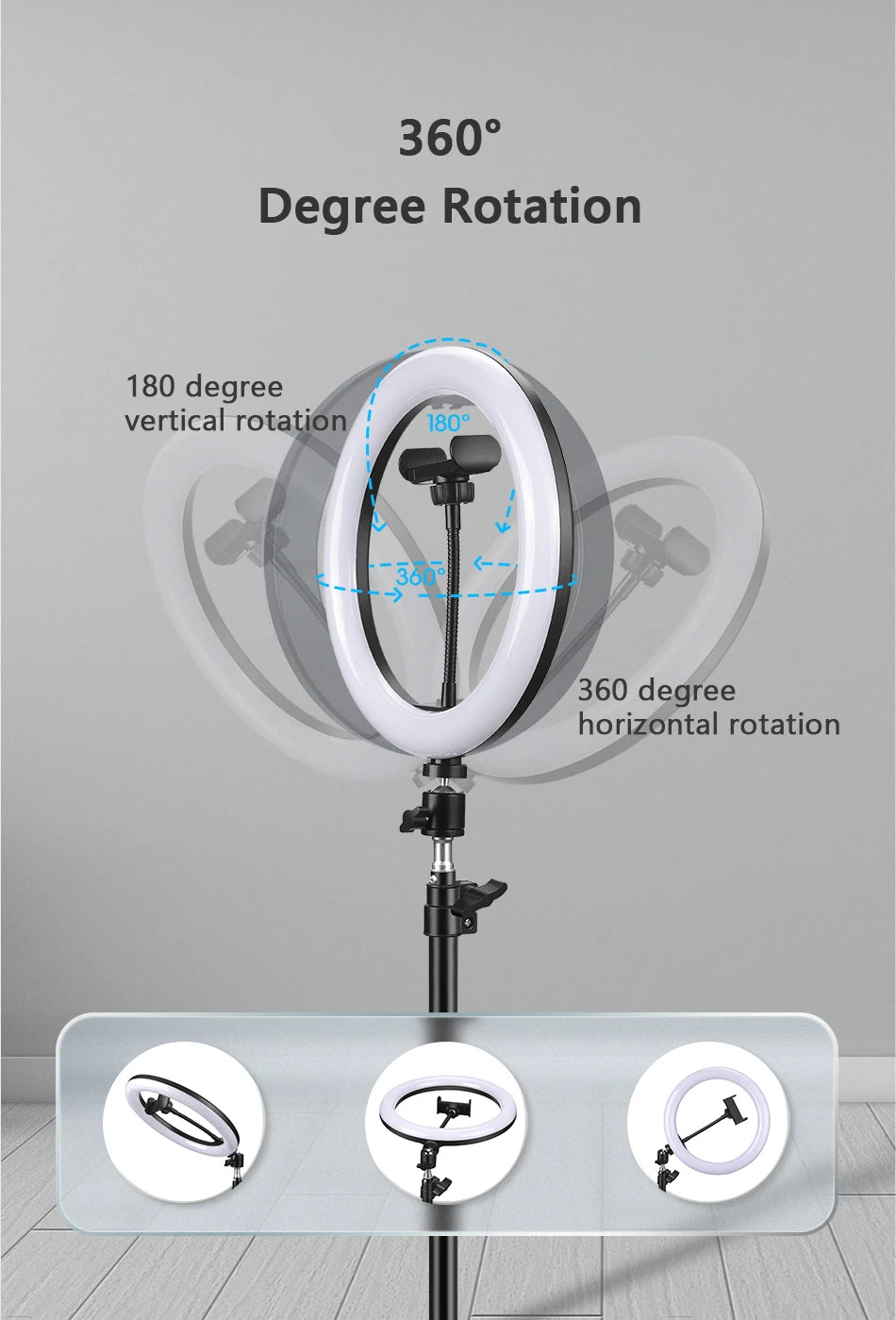 10in 26cm RGB Selfie Ring Light with Telescopic Tripod Stand Phone Holder, Photography RingLight Colorful Led Makeup Fill Lamp