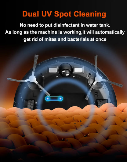 Robot Vacuum Cleaner ABIR X9 ,Laser System,Dual UV Cleaning,Auto Carpet Boost Tech,Multiple Floors Maps,Customized Room Cleaning