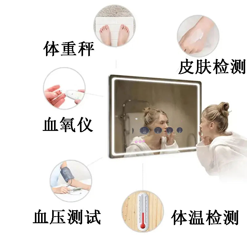 Customized Bedroom Round Intelligent Makeup Mirror, Bathroom Mirror, Android Magic Mirror, Waterproof Strap, 15.6-inch