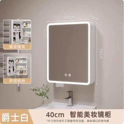 Arc-shaped Smart Bathroom Mirror Cabinet, Wall-mounted Bathroom Mirror Cabinet with Lighting, Smart Bathroom Mirror Cabinet