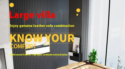 Stylish Italian Genuine Leather Sofa for Living Room with Cup Holder, USB, Adjustable Headrests & Bluetooth Speaker - MANBAS