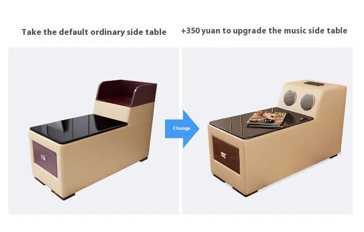 Stylish Italian Genuine Leather Sofa for Living Room with Cup Holder, USB, Adjustable Headrests & Bluetooth Speaker - MANBAS