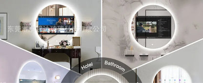 Customized Bedroom Round Intelligent Makeup Mirror, Bathroom Mirror, Android Magic Mirror, Waterproof Strap, 15.6-inch