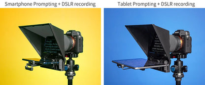 FEELWORLD TP2A 8 inch Mini Teleprompter Portable Supports Under Smartphone Tablet Prompting DSLR Camera Bluetooth