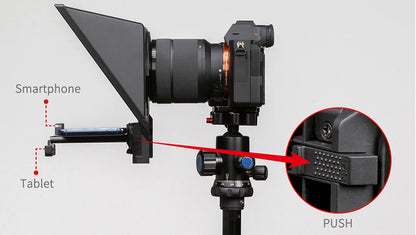 FEELWORLD TP2A 8 inch Mini Teleprompter Portable Supports Under Smartphone Tablet Prompting DSLR Camera Bluetooth